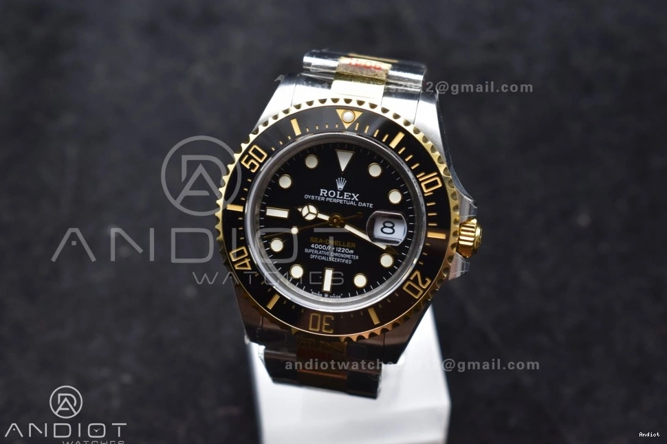 on Unisex Dial Black A2824 V Best GMF Edition Two Tone SS Sea-Dweller Bracelet 1061 YG 126603 YG SS 0729